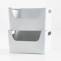 White Metal Stacking Storage Bin