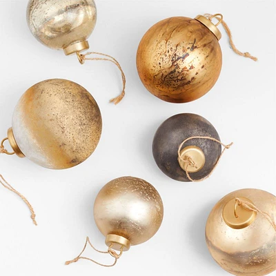 Textured Metallic Glass Ball Christmas Ornaments, Set of 6