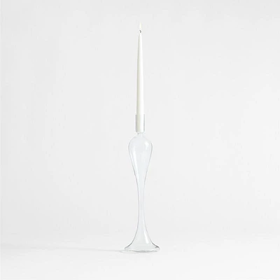 Milano Medium Clear Glass Taper Candle Holder 17"