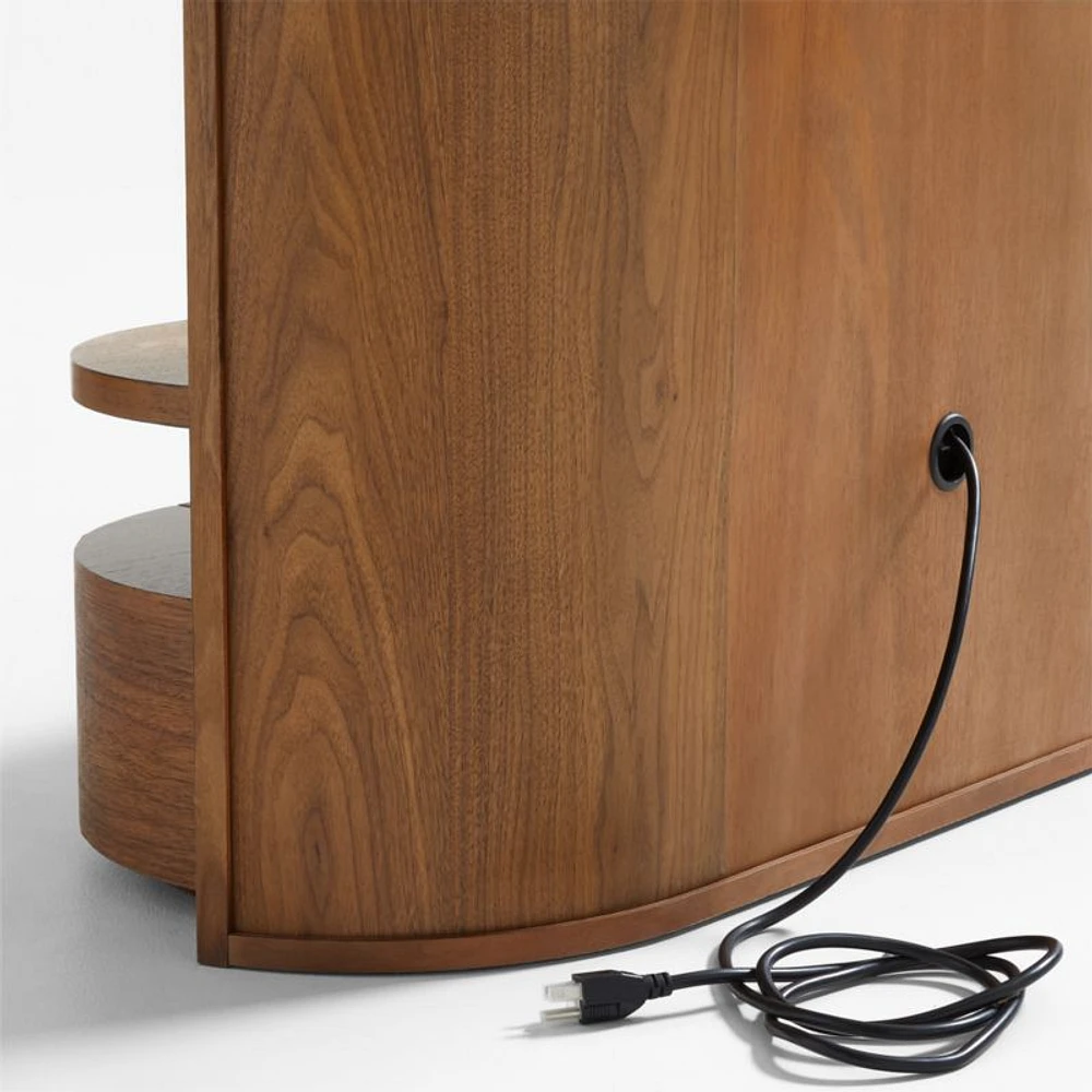 Milano Natural Walnut Wood Upholstered Queen Bed with Nightstands