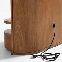 Milano Natural Walnut Wood Upholstered Queen Bed with Nightstands
