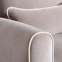 Miles Fawn Beige Velvet Nursery Power Recliner Chair with Wooden Base