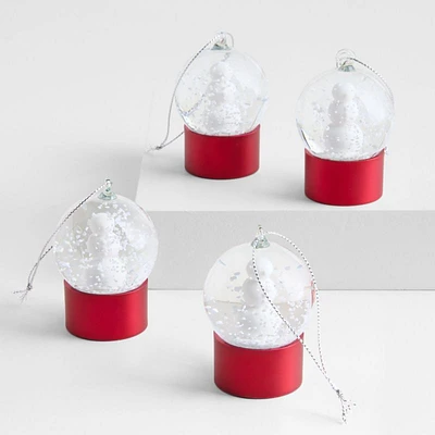 Mini Snowman Snowglobe Christmas Ornament, Set of 4