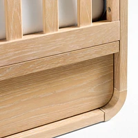Mira Natural Oak Wood Convertible Baby Crib with Storage