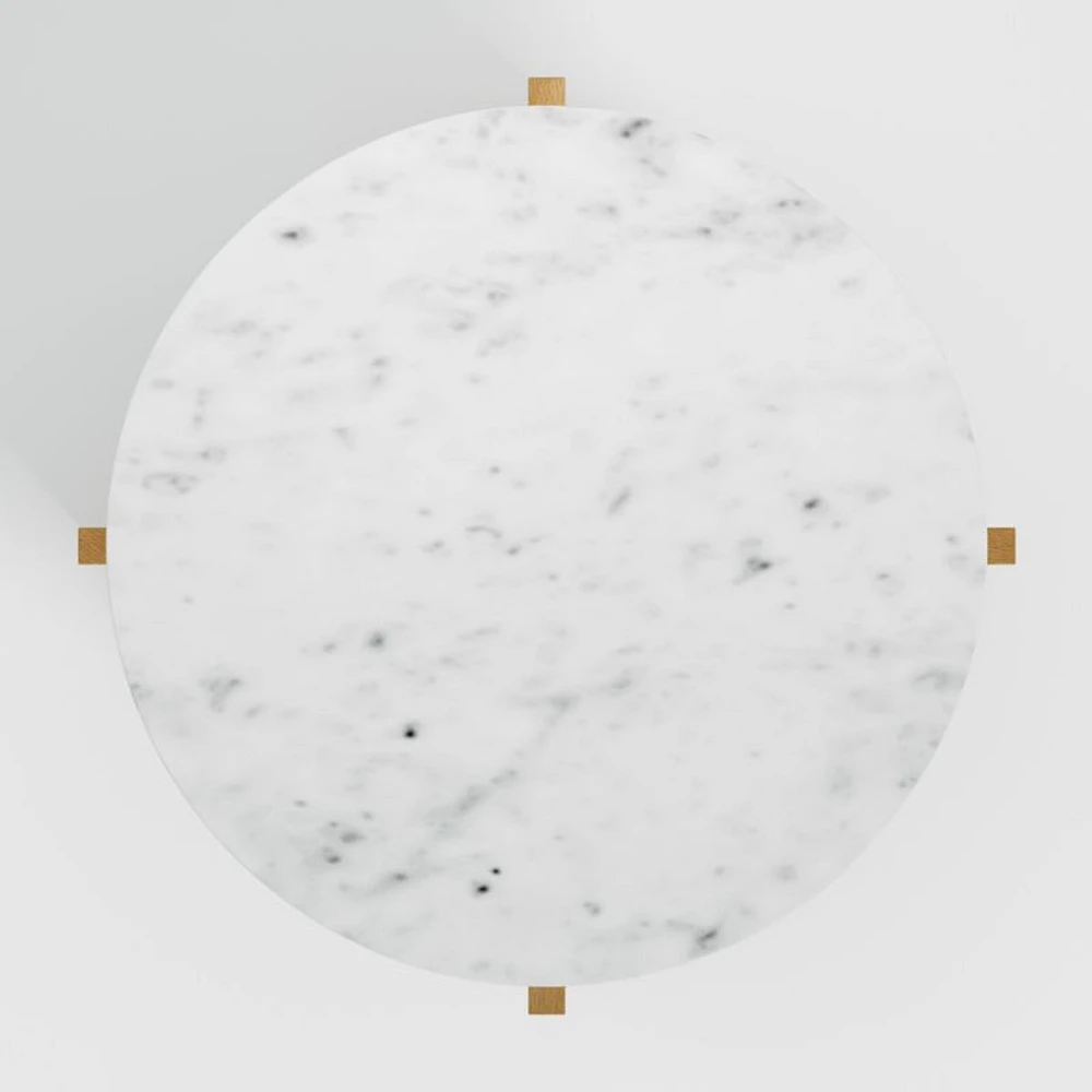 Miro Marble and Natural Mahogany Wood 41" Round Coffee Table