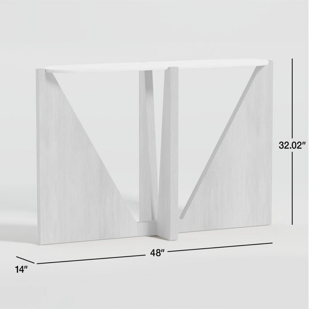 Miro White Marble Console Table with Natural White Oak Wood Base