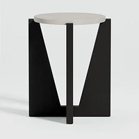 Miro Concrete Round End Table with Black Ebonized White Oak Wood Base