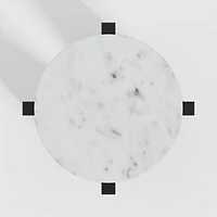 Miro White Marble Round End Table with Black Ebonized White Oak Wood Base