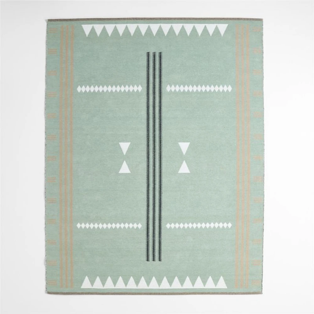 Mirror Pattern Green Chenille Kids Area Rug 8x10