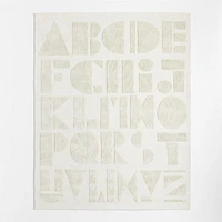 Modern Alphabet Calm Beige Kids Wool Area Rug 5'x8'