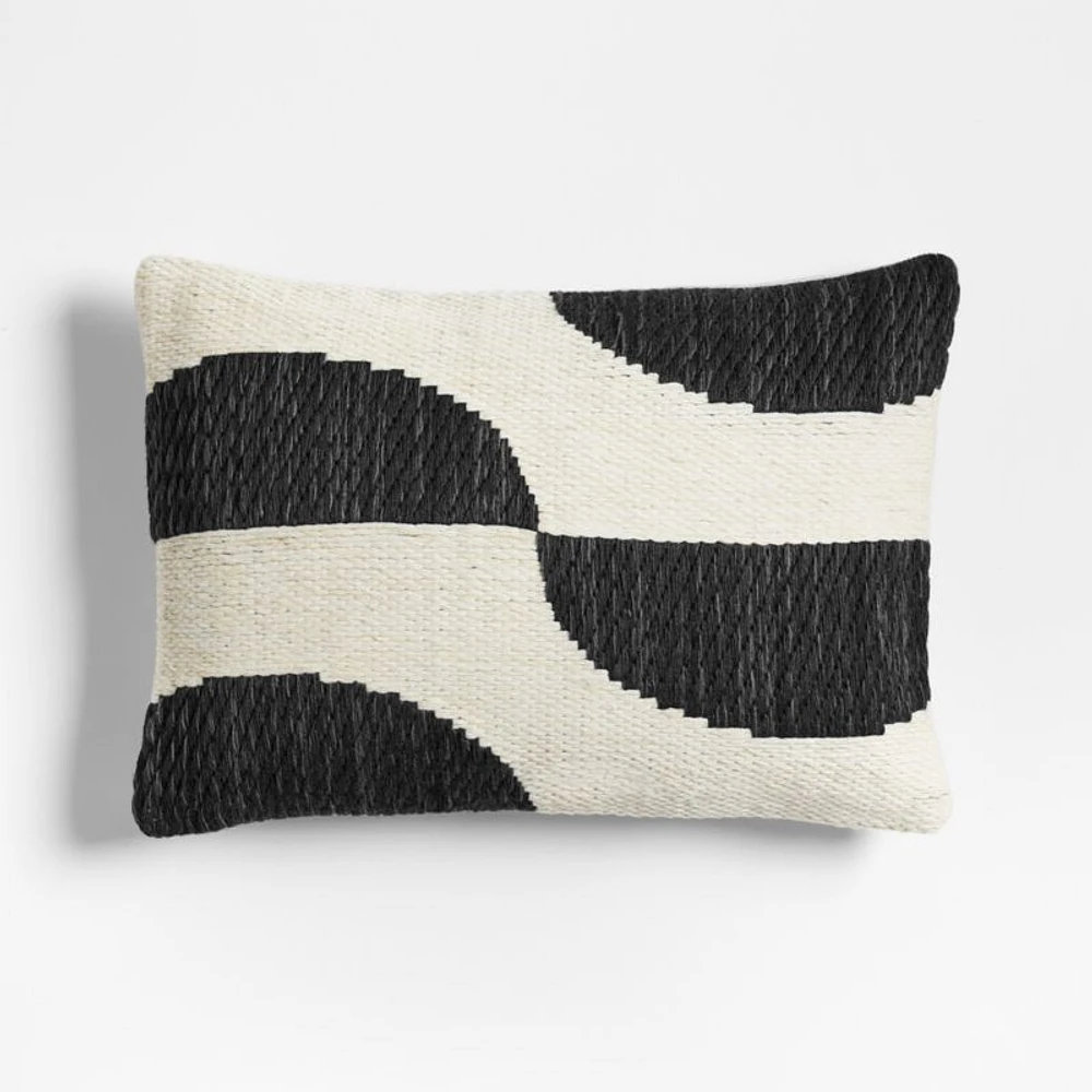 Modern Crescent Woven Kilim 22"x15" Black Throw Pillow Cover