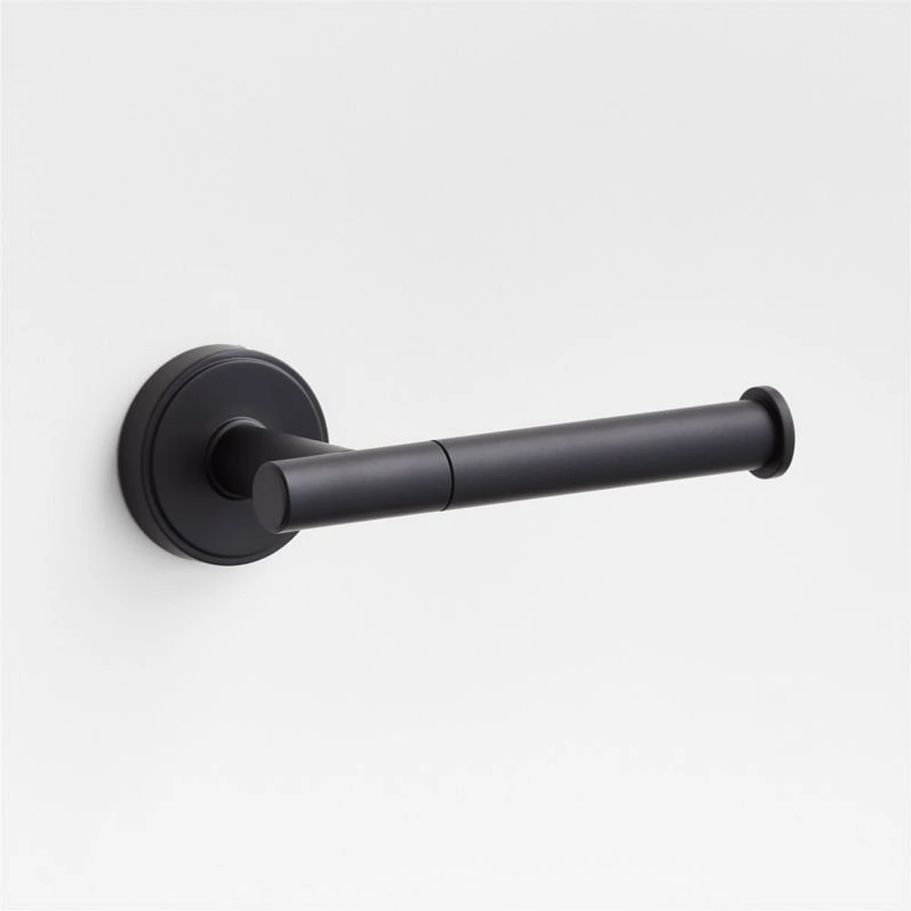 Modern Flat-End Matte Black Wall-Mounted Toilet Paper Holder