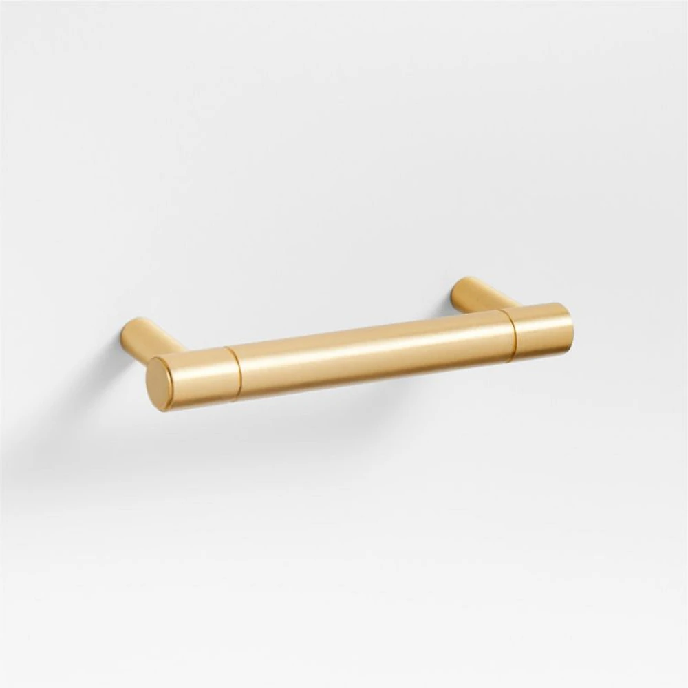 Modern 3" Flat-End Brushed Brass Cabinet Drawer Bar Pull