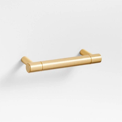 Modern 3" Flat-End Brushed Brass Cabinet Drawer Bar Pull