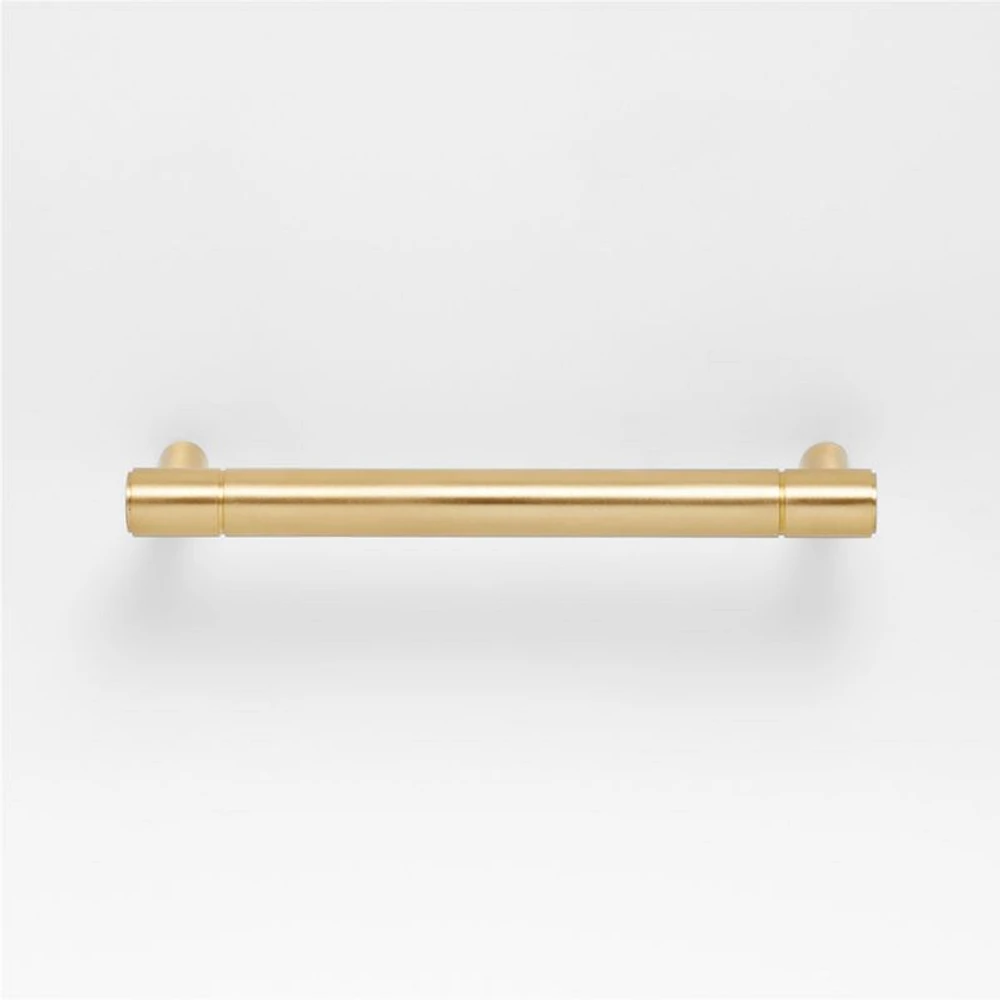 Modern 4" Flat-End Brushed Brass Cabinet Drawer Bar Pull