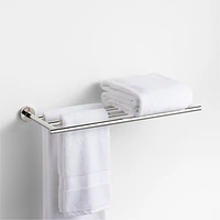 Modern Flat-End Polished Chrome Wall-Mounted Bathroom Towel Rack