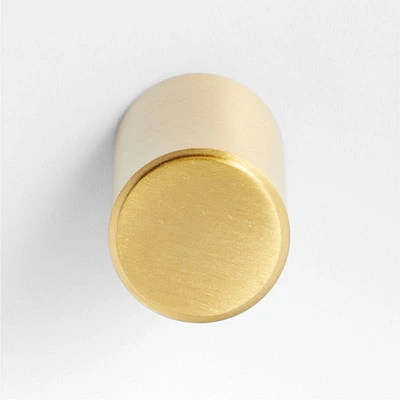 Modern Flat-End Cylinder Brushed Brass Cabinet Knob