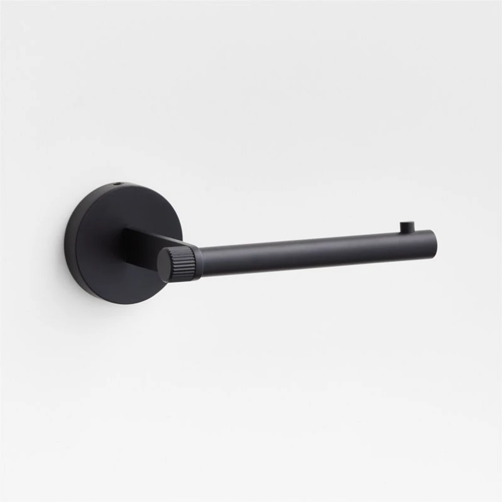 Modern Fluted Matte Black Wall-Mounted Toilet Paper Holder
