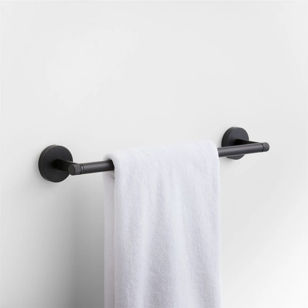 Modern Fluted Matte Black Bath Towel Bar 18"