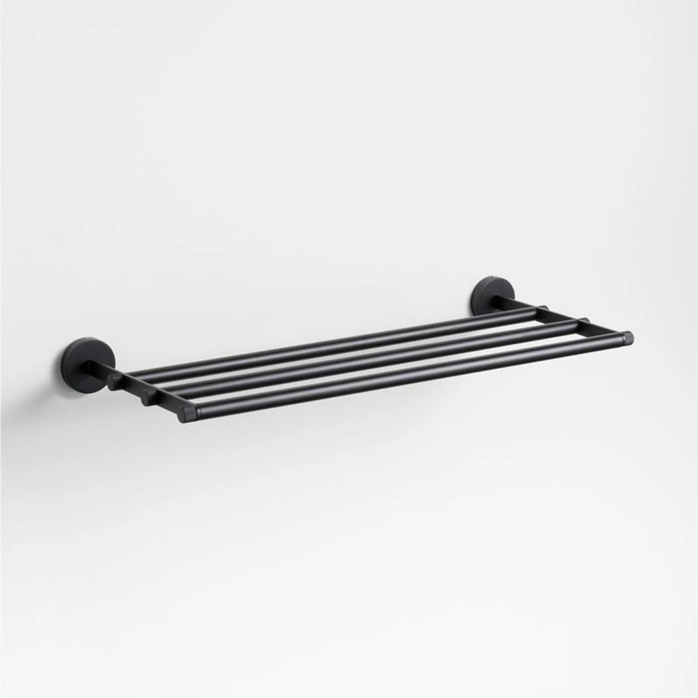 Modern Fluted Matte Black Wall-Mounted Bathroom Towel Rack
