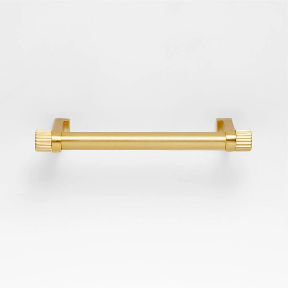 Modern 4" Fluted Brushed Brass Cabinet Drawer Bar Pull
