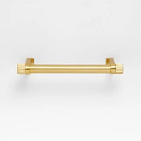 Modern 4" Fluted Brushed Brass Cabinet Drawer Bar Pull