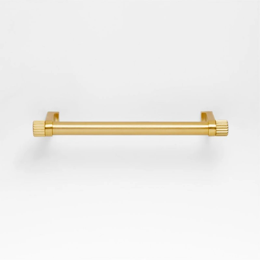 Modern 5" Fluted Brushed Brass Cabinet Drawer Bar Pull