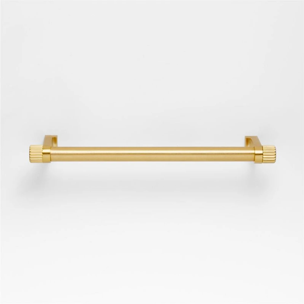Modern 6" Fluted Brushed Brass Cabinet Drawer Bar Pull