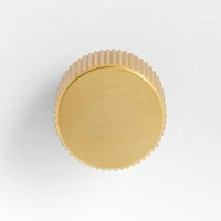 Modern Fluted Brushed Brushed Brass Cabinet Knob