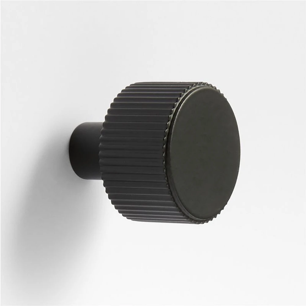 Modern Fluted Matte Black Cabinet Knob