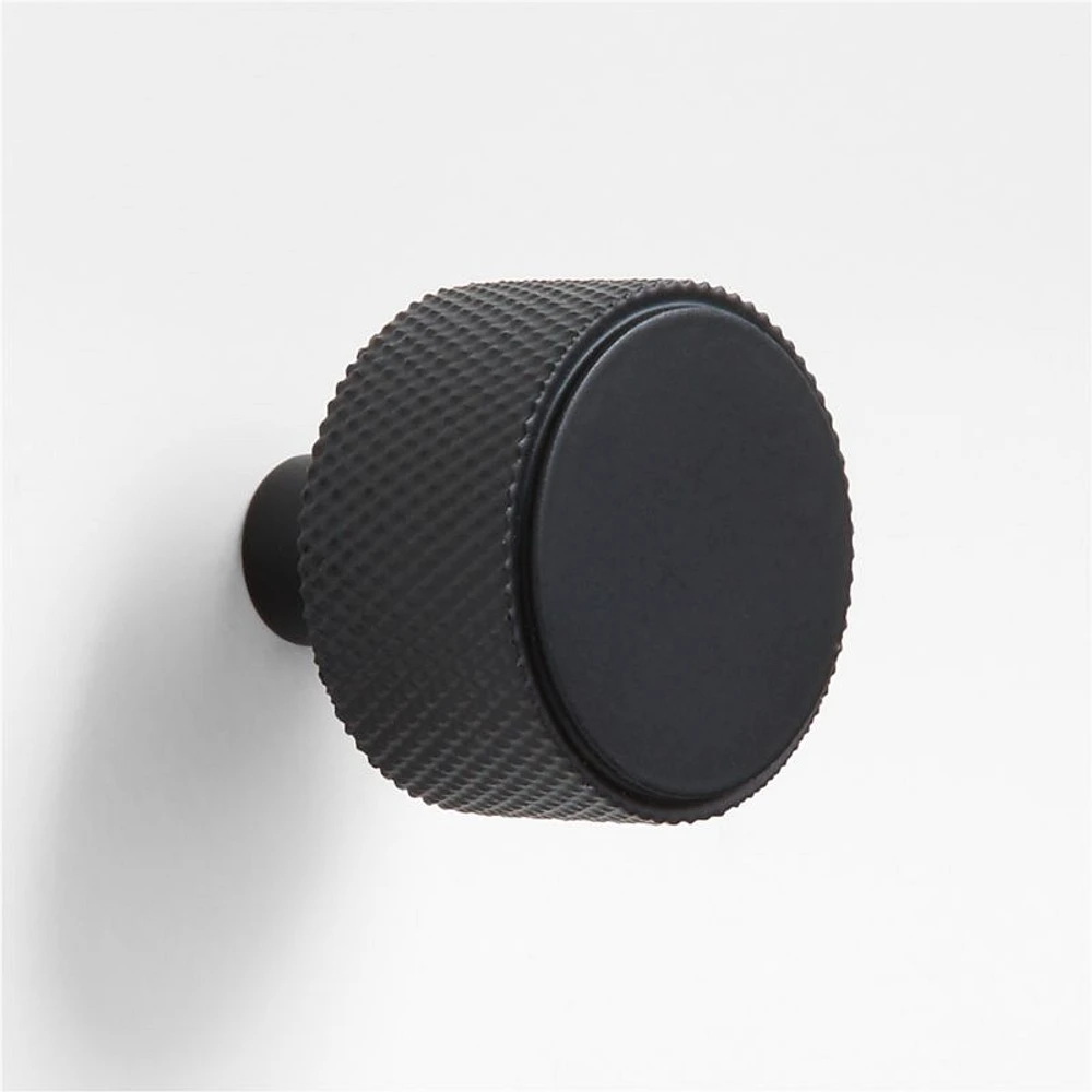 Modern Knurled Matte Black Knob