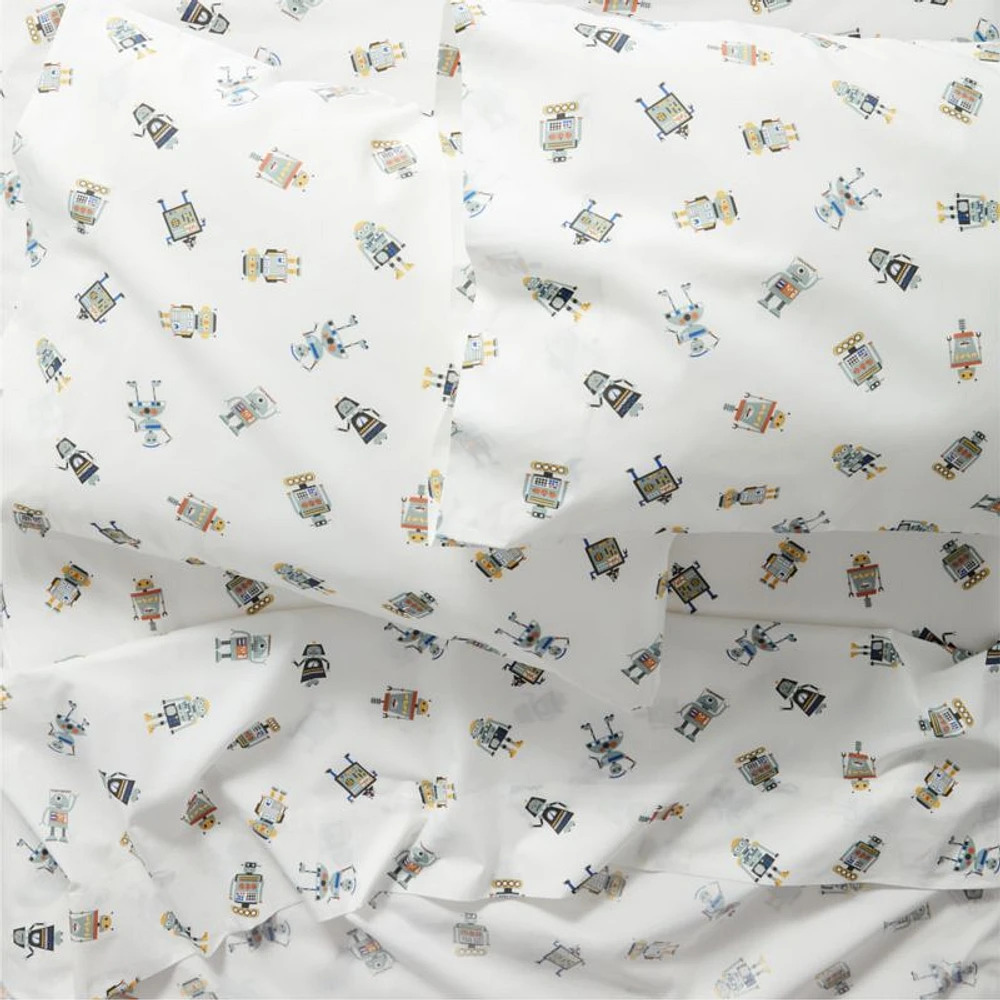 Stay Cool Modern Robot Organic Cotton Kids Twin Sheet Set