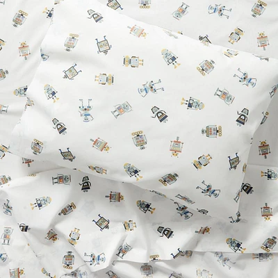 Stay Cool Modern Robot Organic Cotton Kids Twin Sheet Set