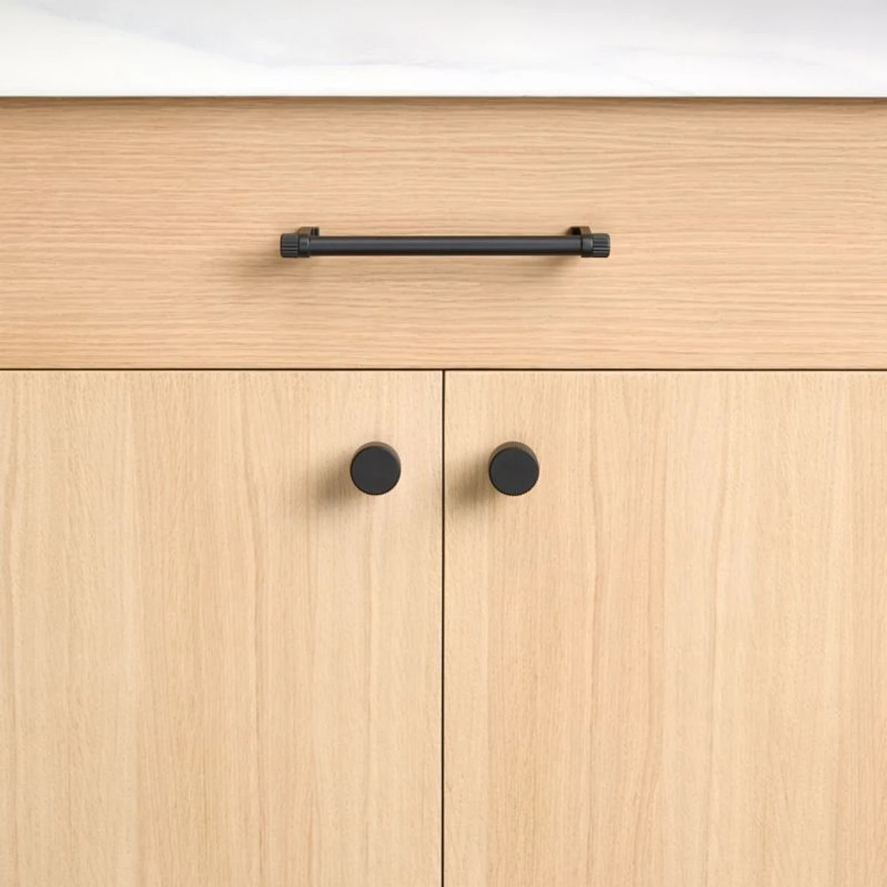 Modern 4" Fluted Matte Black Cabinet Drawer Bar Pull