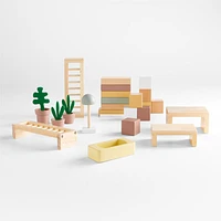 Modern Modular Wooden Kids Dollhouse with 20-Piece Furniture Set
