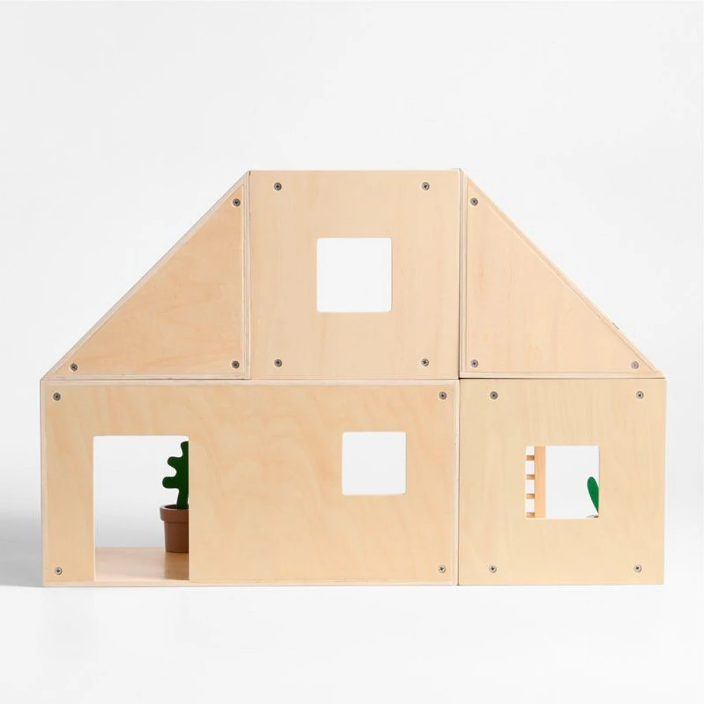 Modern Modular Wooden Kids Dollhouse with 20-Piece Furniture Set