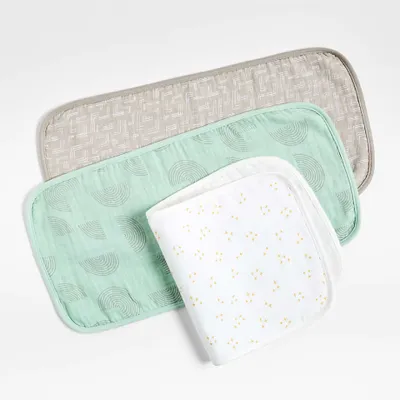 Mint Modern Organic Baby Burp Cloths, Set of 3