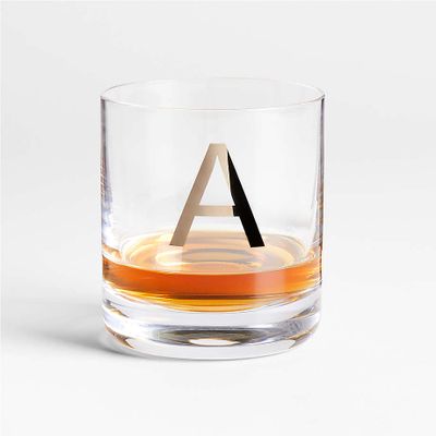 "A" Monogrammed Double Old-Fashioned Glass