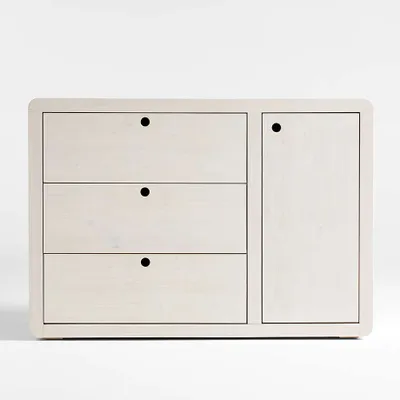 Montauk White Wood 3-Drawer Kids Dresser with Door by Leanne Ford