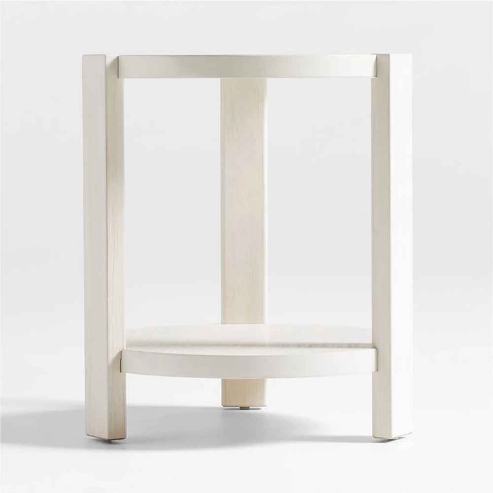 Montauk White Wood Round Nursery Side Table by Leanne Ford