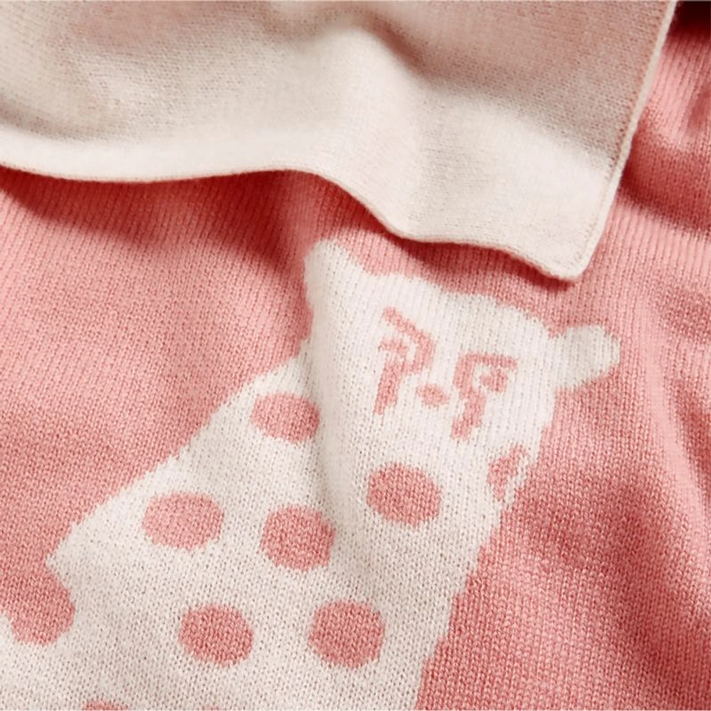 Moremi Reversible Pink Cheetah Cashmere Blend Baby Stroller Blanket