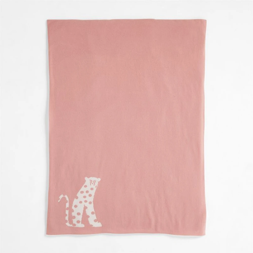 Moremi Reversible Pink Cheetah Cashmere Blend Baby Stroller Blanket