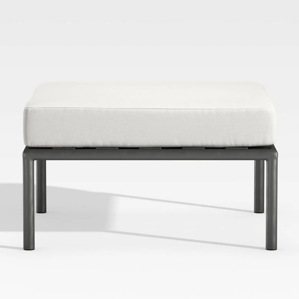 Morocco Graphite Outdoor Ottoman with White Sunbrella ® Cushion