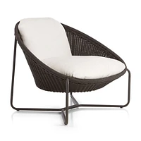 Morocco Graphite Oval Outdoor Lounge Chair with White Cushion