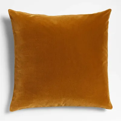Mostarda 30"x30" Cognac Faux Mohair Throw Pillow with Feather Insert by Athena Calderone