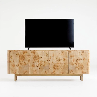 Mota 80" Natural Burl Wood Storage Media Console