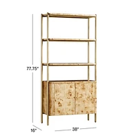 Mota Closed Burl Wood Storage Bookshelf Cabinet