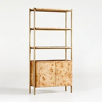 Mota Closed Burl Wood Storage Bookshelf Cabinet