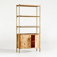 Mota Closed Burl Wood Storage Bookshelf Cabinet