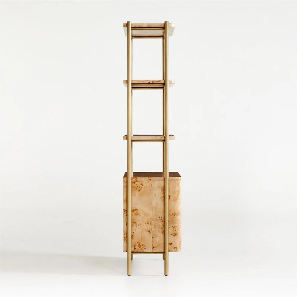Mota Closed Burl Wood Storage Bookshelf Cabinet